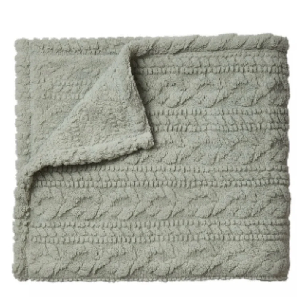 Ulta Sage Green Plush Throw Blanket, Limited Edition 50x60